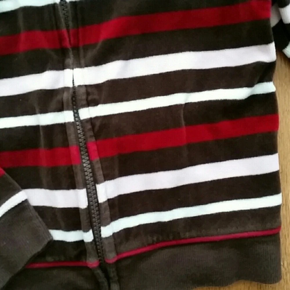 Gymboree‎ Girls Raspberry Striped Velour Hooded Jacket Size Small